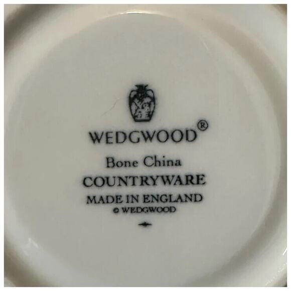 WEDGWOOD Countryware Flat Cup &Saucer Set of 2 All White Embossed Leaves No Trim - Picture 4 of 13